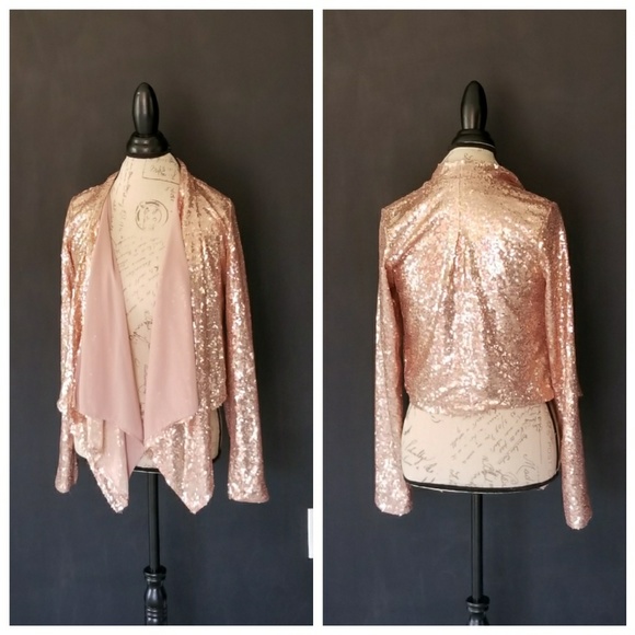 Double Zero Jackets & Blazers - Rose Gold Sequin Blazer